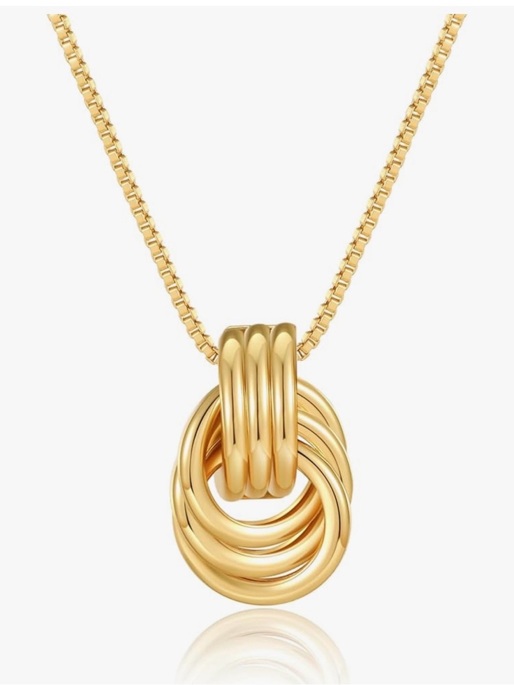 Gold-Tone Interlocking Circle Knot Pendant Necklace - Women's Jewelry